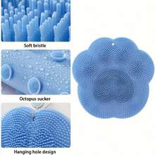 1pc/1set Wall‑Mounted Suction Cup Silicone Foot Scrubber Mat, Shower Bathroom Feet Washing Exfoliating Massage Pad Viral Must‑Have Bath Accessory - Multiple Styles - View 6