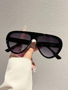 1 pieza Gafas de moda estilo piloto oversized para mujer 2026 nuevas, montura completa, gafas decorativas casuales para exteriores, accesorios de moda elegantes para viajar para damas - 3790 - Ver 6