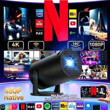 1pc HD Smart Projector, Native 720*480P Resolution, Supports 4K Decoding, Mini Portable Projector, 180° Rotating Adjustment, Internet Connectivity, Compatible With Wireless Connection To Phone/, Indoor/Outdoor Movie Viewing Without Screen - Black - View 2