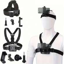 2/4/9/50pcs Head + Chest Mount Bracket, Adjustable Phone Camera Mount Strap For POV Vlogging, Suitable For Phone, Action Camera, Live Streaming Accessories, For Travel, Cycling, Skateboarding And Other Recording Scenarios - View 13