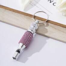 Rhinestone Studded 2-Section Aluminum Alloy Whistle, Outdoor Survival Training Whistle Keychain, Portable - Multicolor - View 15