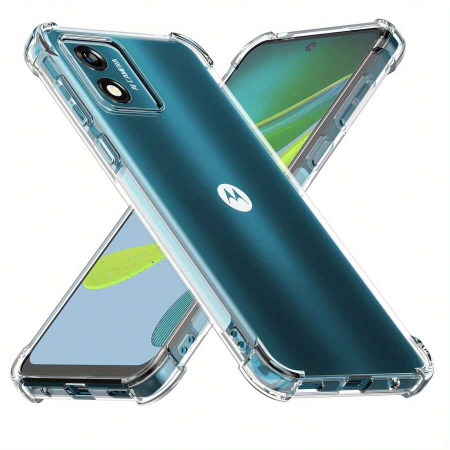 Kompatibel dengan Casing Ponsel Motorola Moto E13, Perlindungan Kamera Sudut yang Diperkuat, Casing Ponsel TPU Tipis Fleksibel Anti Benturan dan Peredam Guncangan Transparan - Clear - View 1