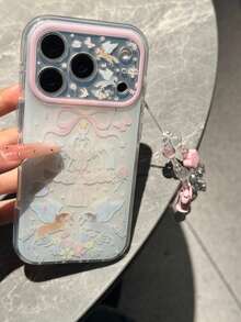 Casing Ponsel Motif Pita Merah Muda dengan Rantai, Kompatibel dengan iPhone 17 Pro Max, 16 Pro, 15 Pro, Pelindung Anti Jatuh Dua Lapis Kreatif Terbaru - Berwarna merah muda - View 6