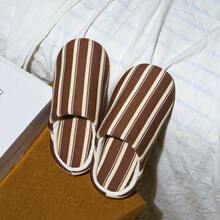 XIXITIAO Minimalist Wide Stripe Comfortable Lightweight Home Slippers Vintage Soft Sole Flat Slippers - Brown Wide Stripes - View 6