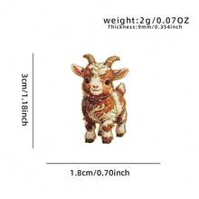 1pc Gold Outline Cute Baby Goat Enamel Pin Multi Color Fluffy Kid Goat Lapel Pin, Metal Pin For Jackets Bags, Farm Animal Lover Gift - Multicolor - View 14