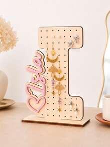 1pc Customized Wooden Letter Earring Stand, Personalized Jewelry Display Stand, Ear Stud Storage Rack, Desktop Storage Rack, Suitable For Placement On The Dressing Table. Suitable As Birthday Or Bridesmaid Gifts. - Multicolor - View 19