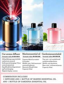 Smart Car Humidifier Set - 5 Working Modes, USB Car Automatic Aromatherapy Machine, Equipped With Projection Starry Sky Light, Mini Portable Cylindrical Car Air Freshener, Aromatherapy Essential Oil Diffuser, Adjustable Concentration, With Digital Display, Auto On/Off, Built-In Battery, Colorful LED Ambient Light Ring, USB Charging, Suitable For Car, Office, Bathroom, Bedroom, Pet Room, Includes 5 Types Of Essential Oils. - A - View 29