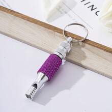 Rhinestone Studded 2-Section Aluminum Alloy Whistle, Outdoor Survival Training Whistle Keychain, Portable - Multicolor - View 17