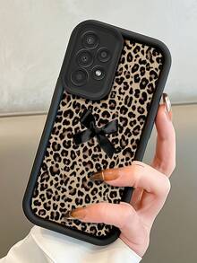 1 buah Casing Ponsel Motif Pita Leopard, Bingkai Kulit Hitam, Pelindung TPU Lembut Tahan Guncangan, Kompatibel dengan Ponsel GALAXY, HONOR, - Hitam - View 4