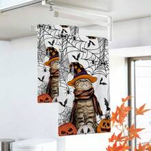 2/4/48pcs Halloween Series Spider Web Witch Cat Pattern Printed Kitchen Towels - Super Soft, Highly Absorbent Polyester Dishcloths And Hand Towels, Perfect For Holiday Decor, Kitchen Decor, Party Decor. - Multicolor - View 5