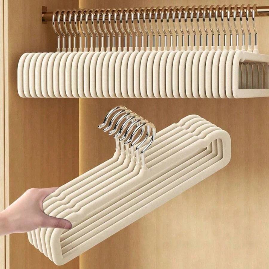 1/2/6pcs Non-Slip Velvet Hangers, Durable Heavy-Duty Design With Shoulder Grooves, Suitable For Suits, Coats, Jackets, Pants And Dresses, Closet Storage And Organization - Multicolor - View 1