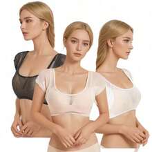 Women's Quick-Dry Mesh Sports Tank Top, One-Piece Built-In Padded Bra, Wireless, Wide Strap Anti-Curling, Breathable Moisture-Wicking Machine Washable, Slim Fit For Yoga, Running, Outdoor Training, And Home Daily Wear - a - View 8