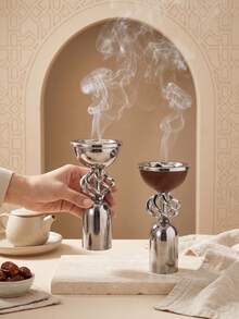 1pc Minimalist Iron Incense Burner, Middle Eastern Oud Incense Holder, Aromatherapy Storage Stand, Home Fragrance Decor, Home Decoration Item. Suitable For Multiple Home Scenes: Bedroom, Living Room (Tabletop Centerpiece Decor) - Multicolor - View 3