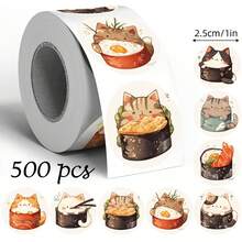 500pcs Cartoon Animal Small Round Thank You Stickers, 1 Inch Round, 3 Popular Healing Cute Themes To Choose From [Capybara / Curly Bichon Dog / Sushi Rice Ball Kitten], Soft Watercolor Hand-Drawn Cartoon Images, Sealing Labels For Envelopes, Magazines, Phone Cases, Water Bottles, Computer Helmets, Scrapbooks, DIY Decoration, Holiday Party Gift Packaging, PVC Self-Adhesive Sealing Stickers, Back To School - Multicolor - View 11