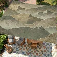 1pc Dark Green Mountain Pattern Sunshade Canopy, Outdoor Windproof Multicolor Large Size UV Protection Stable Durable Easy Installation Suitable For Beach Garden Patio, Includes Rope - Olive Green - View 9
