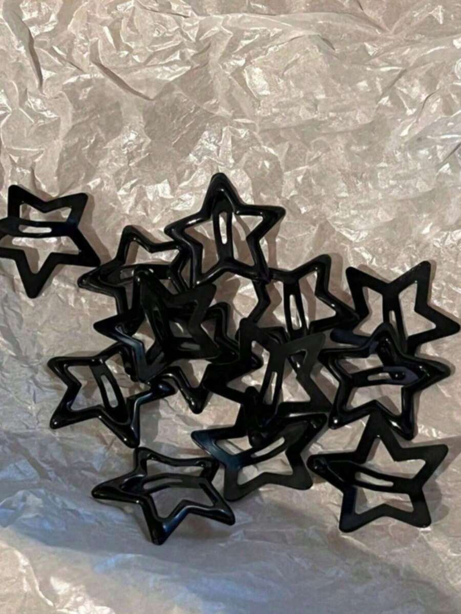 5/30/50pcs Women's Y2K Pentagram Metal Hair Clips Suitable For Daily Use - Black - View 1