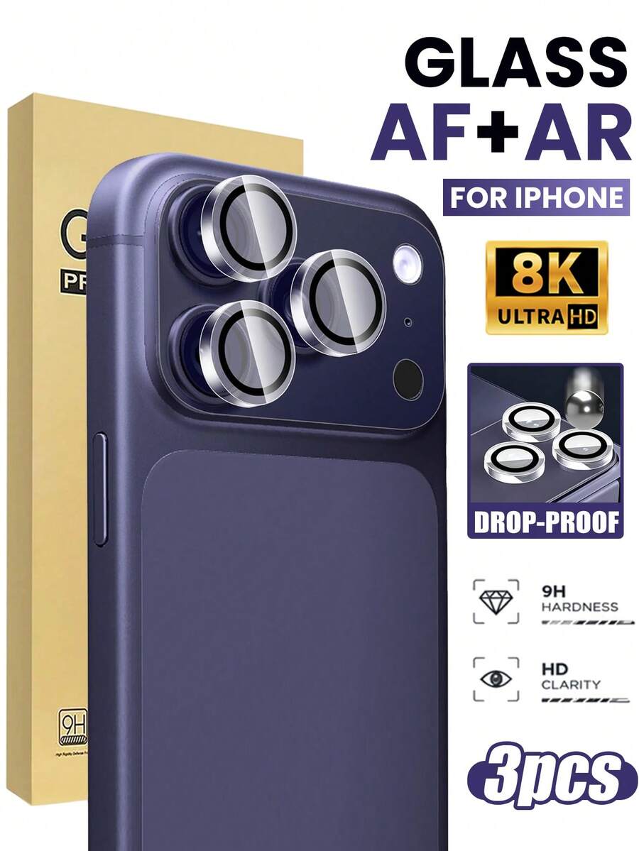 3件組透明相機鏡頭保護貼,適用於 iPhone 17/16/16e/16 Pro Max/16 Pro,亦相容於 15 Pro Max/15/15 Pro/15 Plus/14 Pro Max/14 Pro/14/14 Plus/13 Pro Max/13/13 Pro/13 Mini/12 Pro Max/12/12 Pro/11,HD 攝影,超薄鋼化玻璃鏡頭保護貼,透明環 - 無色 - 查看 1
