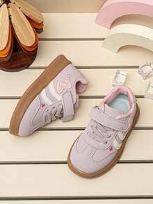 Spring/Autumn New Girls' Casual Sports Shoes | Hook And Loop Convenient Design | Lightweight Non-Slip Soft Sole | Baby School Style Flat Sneakers - Purple - View 5