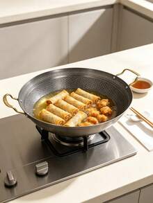 Stainless Steel Honeycomb Non-Stick Stir-Fry Pan, Dual Handle Wok, Compatible With Induction Cooktop And Gas Stove Kitchen Cookware - View 1