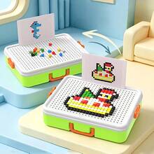 Children's 3D Mushroom Peg Interlocking Toy Set, DIY Puzzle Building Blocks For Kids, Develops Intelligence, Spatial Thinking, Hand-Eye Coordination, Enhances Logical Thinking, Educational Brain-Teasing Construction Game Toy For Boys And Girls Ages - Multicolor - View 1
