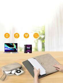SENLASI 13/14 吋筆電保護套包 PU 皮革保護套與配件包，適用於 MacBook、HP Chromebook Surface Notebook 的筆電包，便攜式筆電保護套 - 查看 8