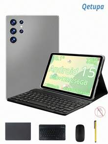 Qetupa 10.1 吋 Android 平板電腦，附保護殼、鍵盤、滑鼠與觸控筆，8GB RAM + 128GB/256GB ROM（支援 1TB 擴充），1280x800 觸控螢幕，5MP 前置鏡頭與 13MP 後置鏡頭，6000mAh 電池（不支援 SIM 卡，不含電源適配器） - 灰色 - 查看 1