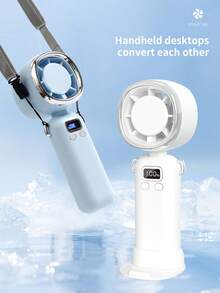 AOYI 1件 Eyelash 3600mAh 鋰電池可充電便攜式手持 100段可調速高速強勁可折疊迷你風扇，附USB充電線與掛繩 - 彩色 - 查看 3