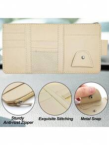 Car Sun Visor Storage Bag, Car Interior Accessory Pocket Organizer, Fashionable Glasses Holder, Car/Truck Sun Visor Storage Bag, Can Store Cards, Pens And Documents - Multicolor - View 5