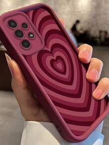 1 buah Casing Ponsel Motif Tangga Gelombang Hati yang Menarik Perhatian, Bingkai Kulit Burgundy, Pelindung TPU Lembut Tahan Guncangan, Kompatibel dengan Ponsel GALAXY, HONOR, - Burgundy - View 3