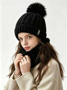 Autumn/Winter Thick Velvet Hat, Warm Ear Protection Scarf, Outdoor Travel Set - Multicolor - View 9
