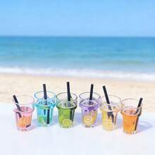 5pcs/10pcs/20pcs Realistic Resin Mini Iced Tea Cups, Lemon Cups, Cartoon Beverage Bottles, Food And Toy DIY Material Accessories, Small Decorations (Random Color) - Multicolor - View 1