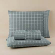2-Piece Single Bed Sheet Set, Printed 200 Thread Count Percale Fabric, Full Elastic Hem, With Point Palito Pillowcase - 藍白色 - 查看 3