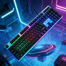 1pcs Multi-Color RGB Wired USB Mouse, Keyboard And Mouse, Keyboard, PC Gaming, Office Desk Accessories For Desktop Laptop - View 2