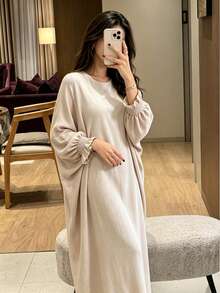 1pc Soft Muslim Dress, Soft Touch And Cool Feel, Multiple Color Options, No Fading, No Discoloration, Classic Versatile Style Suitable For Any Occasion, Easy To Match Abaya - Multicolor - View 6