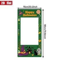 Banner Datar 2D, 1 buah Banner Bingkai Foto Selfie Halloween Vertikal, Tulisan Selamat Halloween, Topi Penyihir, Kastil, Hantu, Cocok untuk Dekorasi Teras, Acara Bertema Kafe - A - View 2