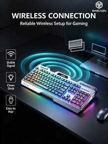 EWEADN Keyboard Mekanik Metal dengan Pencahayaan RGB, Kombo Keyboard & Mouse Gaming Nirkabel Dual-Mode Isi Ulang, Set 3 Buah, Perangkat Komputer Gaming GX810 (Mekanik Berkabel) - View 8