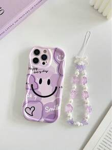 Creamy Purple Smiling Face Painted Phone Case Compatible With IPhone 14, 14 Pro, 14 Pro Max, 13, 13 Pro, 13 Pro Max, 11, 11 Pro Max, 12, 12 Pro, 12 Pro Max, XR, 7, 8, GES2, XS, 15, 15 Pro, 15 Pro Max, 16, 16 Pro, 16 Pro Max, Cartoon, Anti-Drop, Premium - Multicolor - View 3