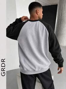 GRDR 1pc Men's Casual Long Sleeve Crew Neck Pullover Sweatshirt | Fashionable & | Show Your Style - Grey - View 5