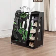 Black Wood Garage Sports Equipment Organizer - Black - View 10