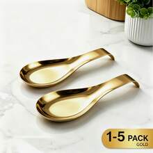1-5Pcs Stainless Steel Fish Shape Spoon Rest Utensil Holder Set, Polished Finish Anti-Rust Cutlery Organizer, Dishwasher Modern Stylish Gold - Gold - View 13