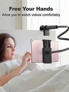 1pc Phone/Tablet Stand With 360° Omnidirectional Wheel, Adjustable Angle, Sturdy And Durable, Suitable For Slouchy Bedside Phone Holder, No Hand Fatigue, Spiral Adjustable Base Tightness, Essential Stand For Bedroom Relaxation - Multicolor - View 3
