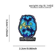 1pc Mental Health Brain Scan Enamel Pin, Depression Schizophrenia Brain Art Lapel Pin, Metal Pin For Jackets Bags, Psychology Awareness Gift - Multicolor - View 11