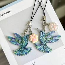 1pc Colorful Flying Bird Phone Chain Pendant, Simple Car Key Chain, Earphone Phone Charm Decorative Gift - Multicolor - View 5