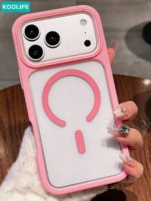 KOOLIFE Luxury Shockproof Anti-Drop Magnetic 3-In-1 Color-Block Transparent Acrylic Apple Phone Case, For Phone18pro/18pro Max/17ProMax, 16ProMax, 15ProMax, 14ProMax, 13ProMax, 17Pro, 16Pro, 15Pro, 14Pro, 13Pro, 17, 16, 15, 14, 13/11/12pro Max; Suitable As Spring Anniversary Gift, Birthday Gift, Graduation Gift, Boyfriend/Girlfriend Birthday Gift, Suitable For Men And Women; - Pink - View 10