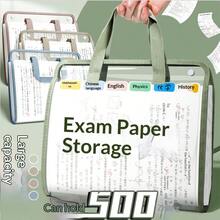 Handheld Accordion File Folder, Exam Paper Storage Bag, Student Book Bag, Large Capacity Transparent Snap Button Bag, Back To School Season - A - View 2