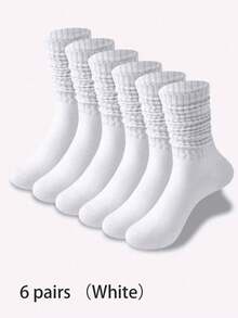 1/3/6 Pairs Women's Casual Knitted Socks, Elastic Mid-Calf Socks, Spring/Autumn Style, Pilates Socks, Yoga Socks - Multicolor - View 15