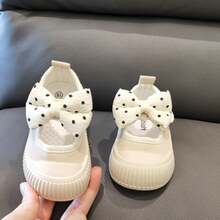 1 Pasang Sepatu Flat Mary Jane Motif Polkadot Lucu untuk Anak Perempuan, Sepatu Kanvas Ringan, Nyaman, Serbaguna, dan Anti Selip untuk Musim Semi dan Gugur - Krem - View 1