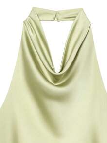 Women's Summer Halter Top, Spring Vacation Satin Cute Street Style Top - Mint Green - View 5