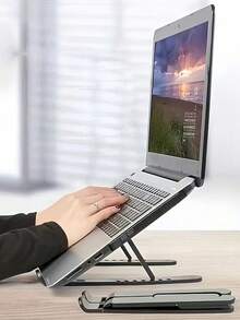 Foldable Height Adjustable Laptop Stand With Heat Dissipation Pad, Ergonomic Design, Non-Slip Rubber Pad, Suitable For Laptop, Tablet, Books, Home, Office, Travel, Portable Multi-Functional Laptop And Tablet Holder - View 1