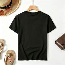 Unisex-Kurzarm-T-Shirt mit Vintage-Print, , lässiges und vielseitiges Oberteil - Schwarz - Übersicht 2